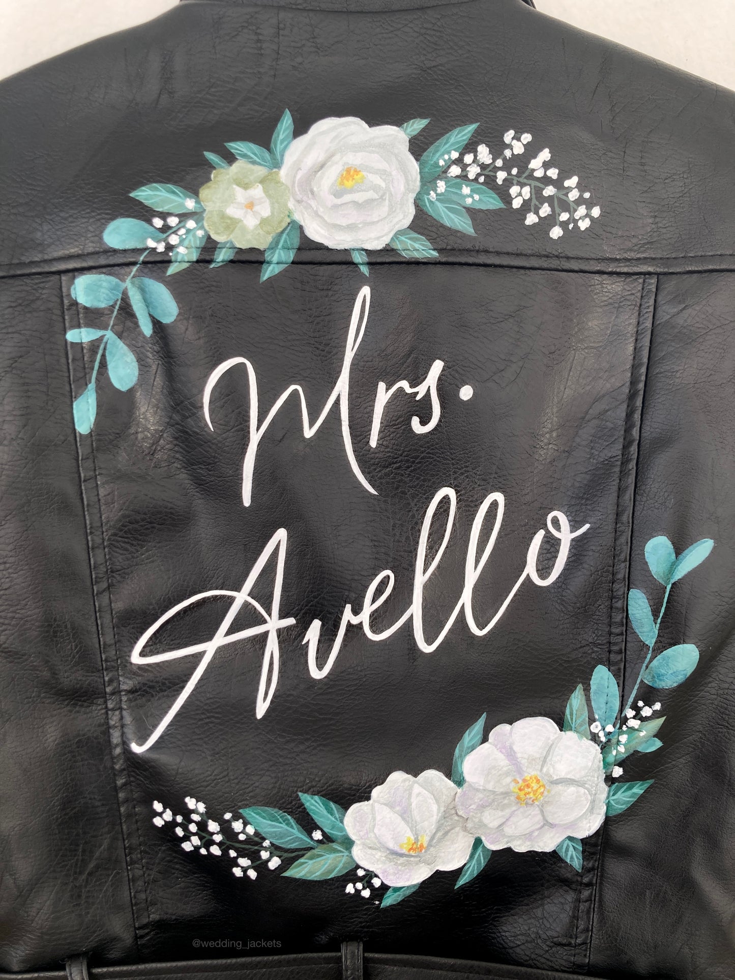 Custom leather jacket, Wedding leather custom bride jacket, painted leather  bride jacket, bride leather jacket