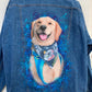 Custom Hand Painted Dog Portrait Denim Jacket | Personalized Pet Artwork Jacket