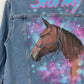 Painted denim jacket, custom jean jacket, horse gift, gift for horse lover, horse denim jacket, cowgirl jacket.