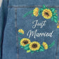 Bride jean jacket, sunflowers bridal denim jacket, Mrs denim jacket, wedding jean jacket.