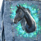 Painted denim jacket, custom jean jacket, horse gift, gift for horse lover, horse denim jacket, cowgirl jacket.