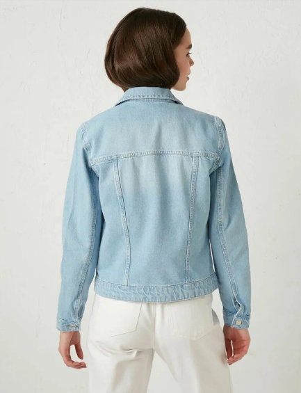 Hand painted wedding denim jacket, bride denim jacket