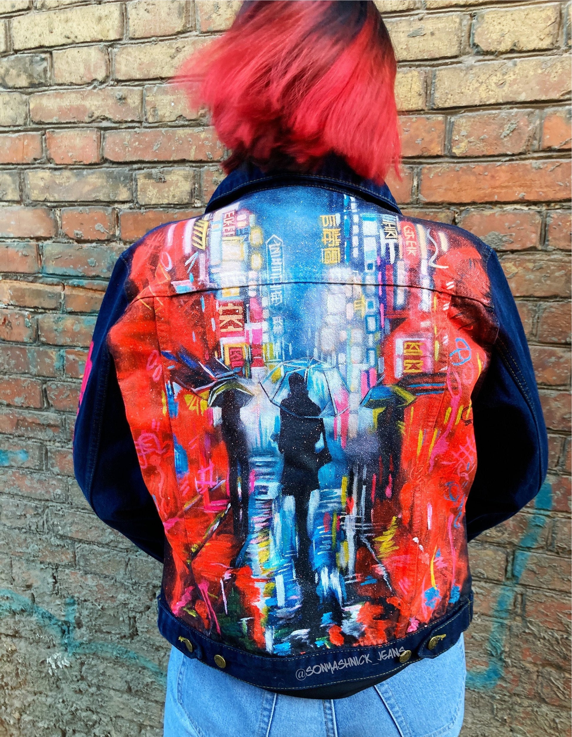 Painted Denim Jacket Custom Punk Jacket Custom Painted Tokyo